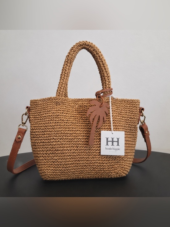 Haute Hippie Handbags - Haute Hippie | Woven Straw Mini Tote Palm Charm